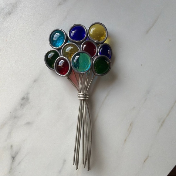 Other - Vintage TIFFANY STYLE STAINED GLASS TEN BALLOON SUNCATCHER COLORFUL